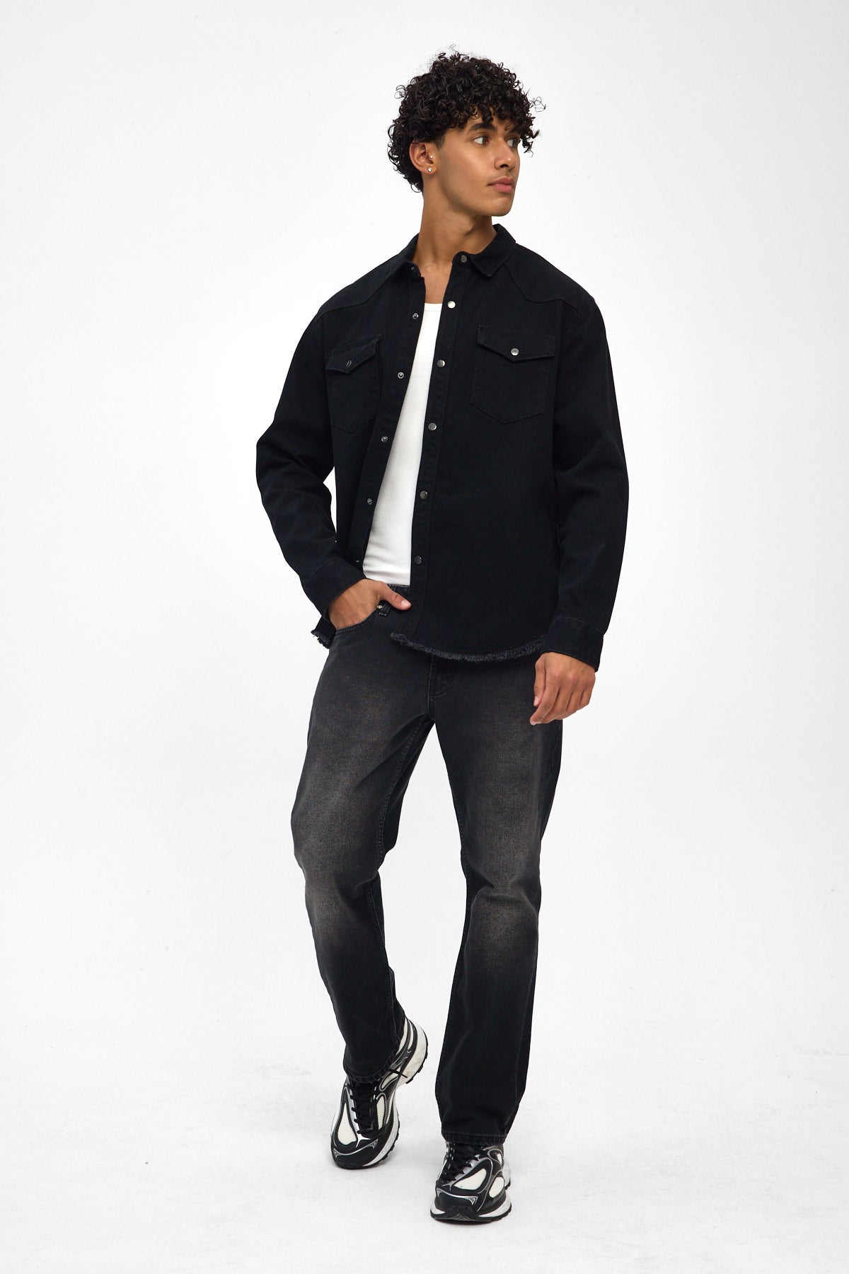 Washed Black Denim Shirt