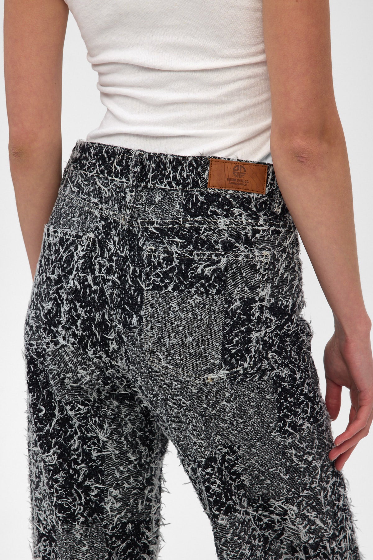 Contrast Jacquard Fringed Wide Leg Jeans