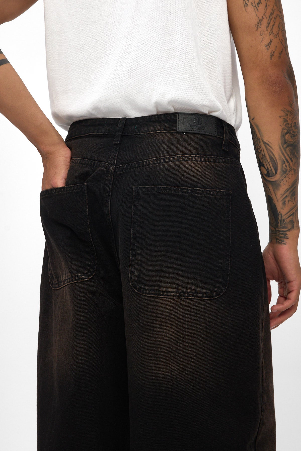 Washed Black Wide Baggy Jeans