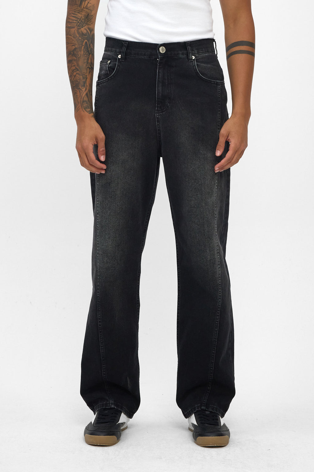 Washed Black Baggy Fit Jeans