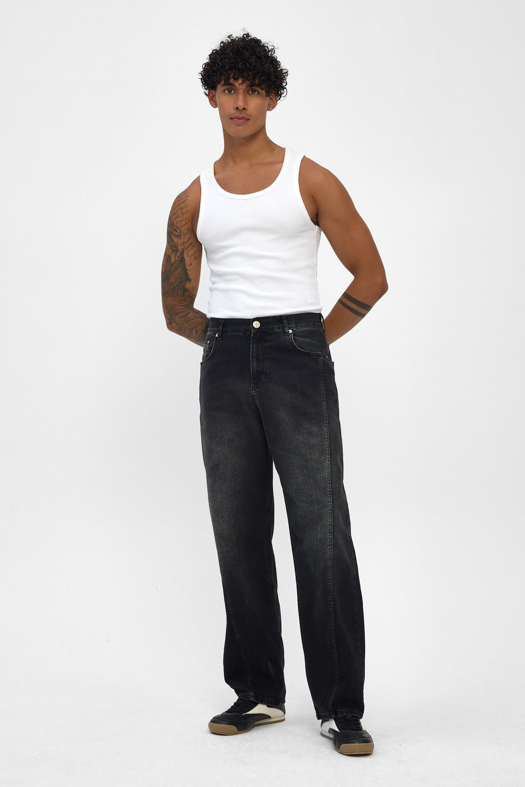 Washed Black Baggy Fit Jeans