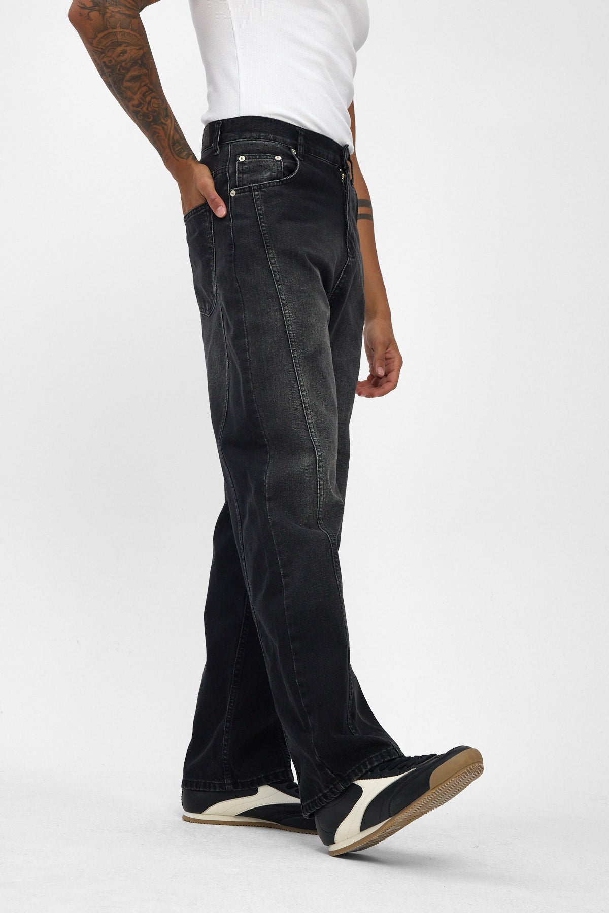Washed Black Baggy Fit Jeans