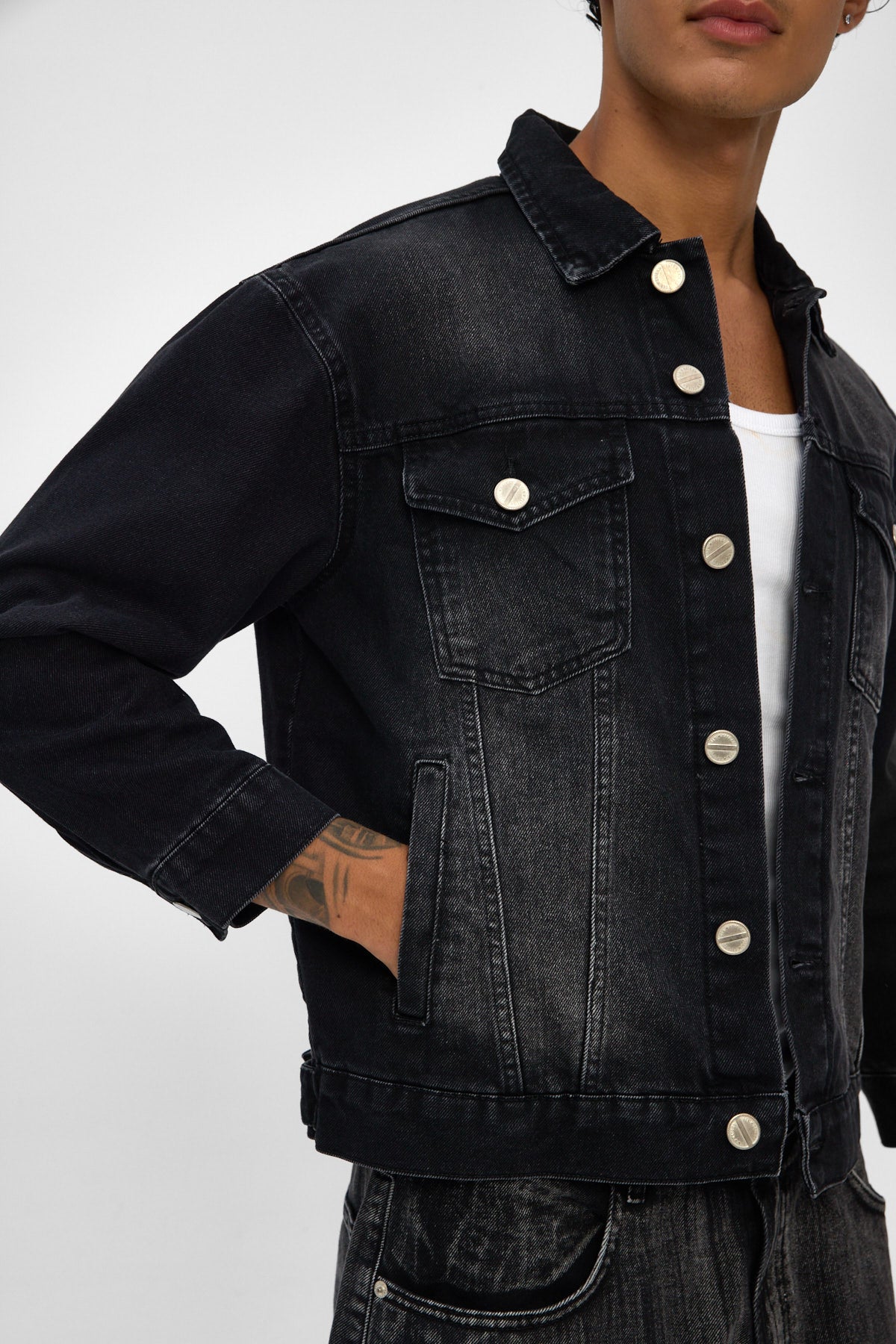 Washed Black Denim Jacket