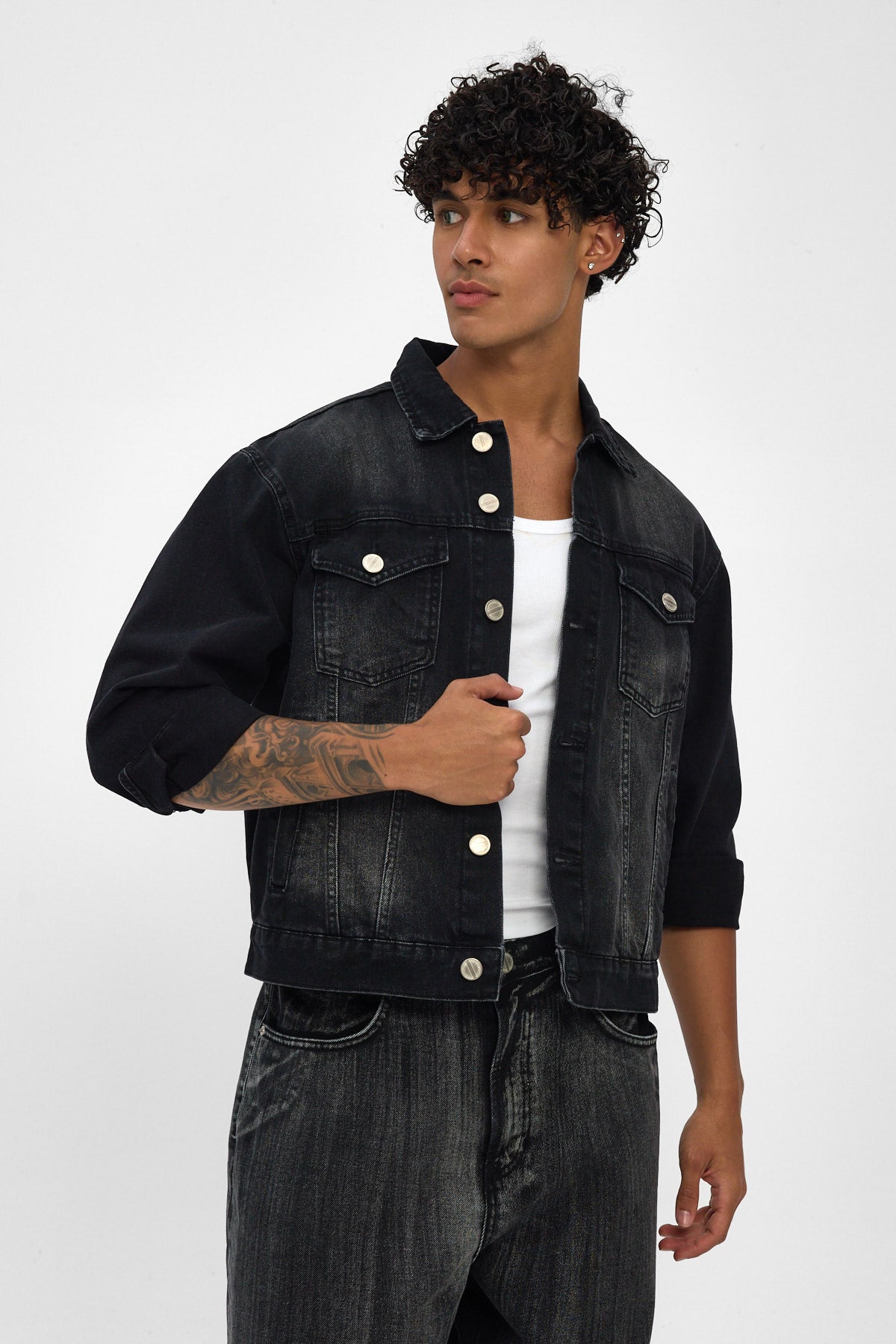 Washed Black Denim Jacket
