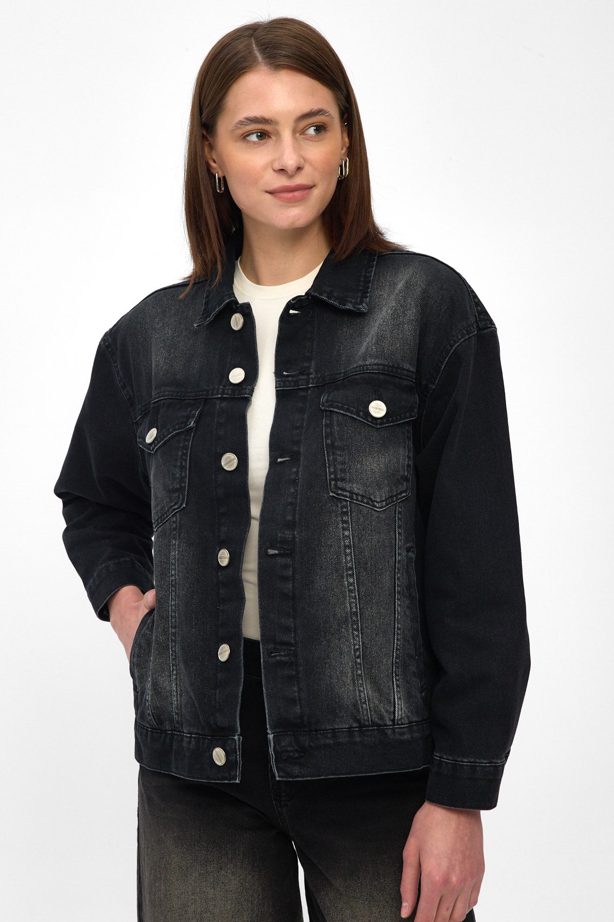 Washed Black Denim Jacket