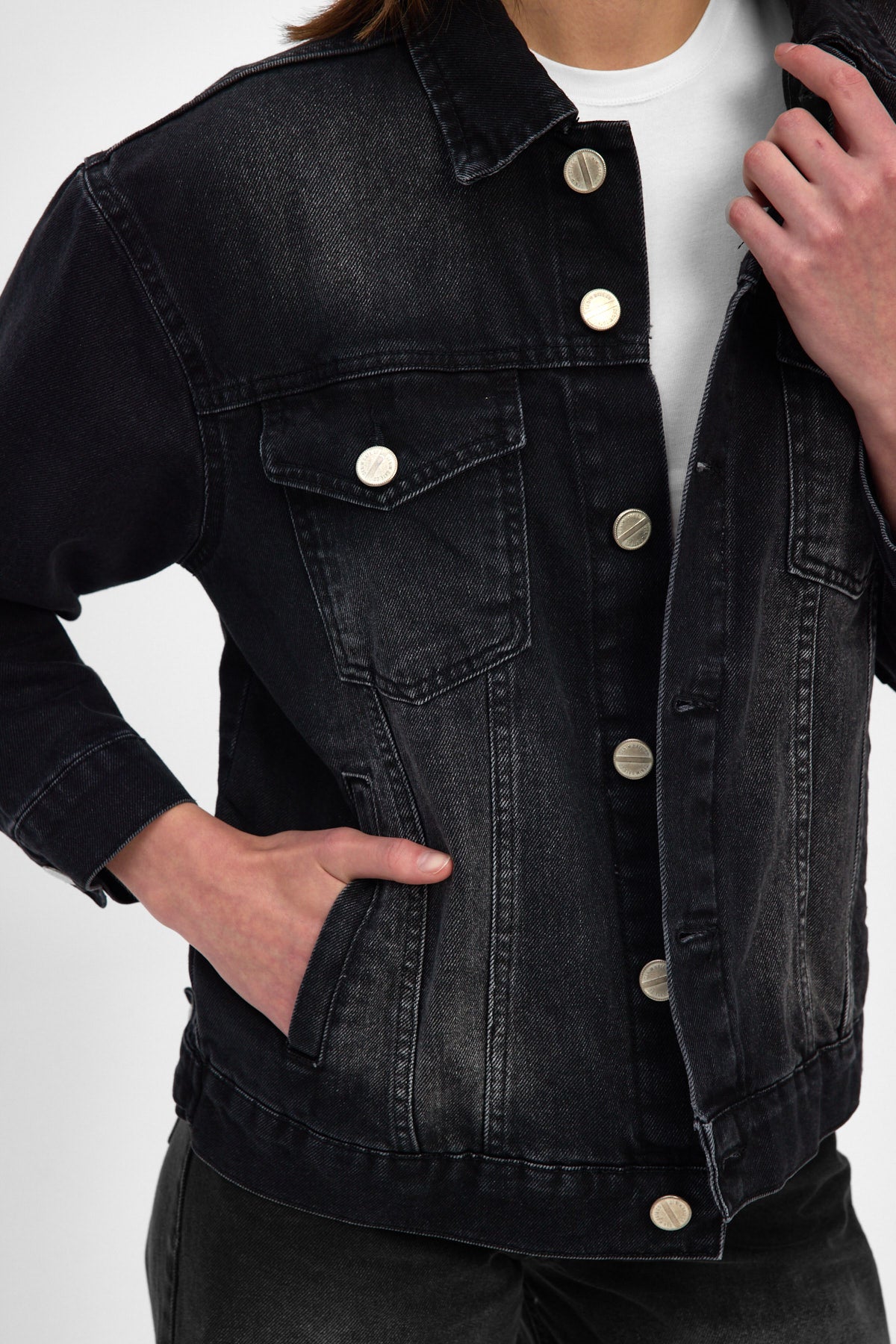 Washed Black Denim Jacket