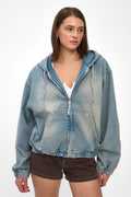 Light Blue Hooded Denim Jacket