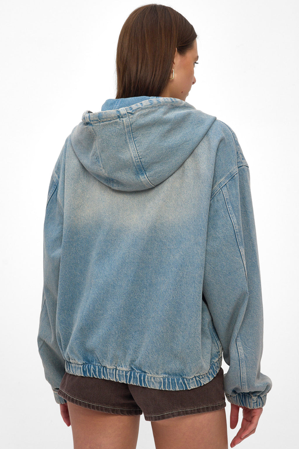 Light Blue Hooded Denim Jacket