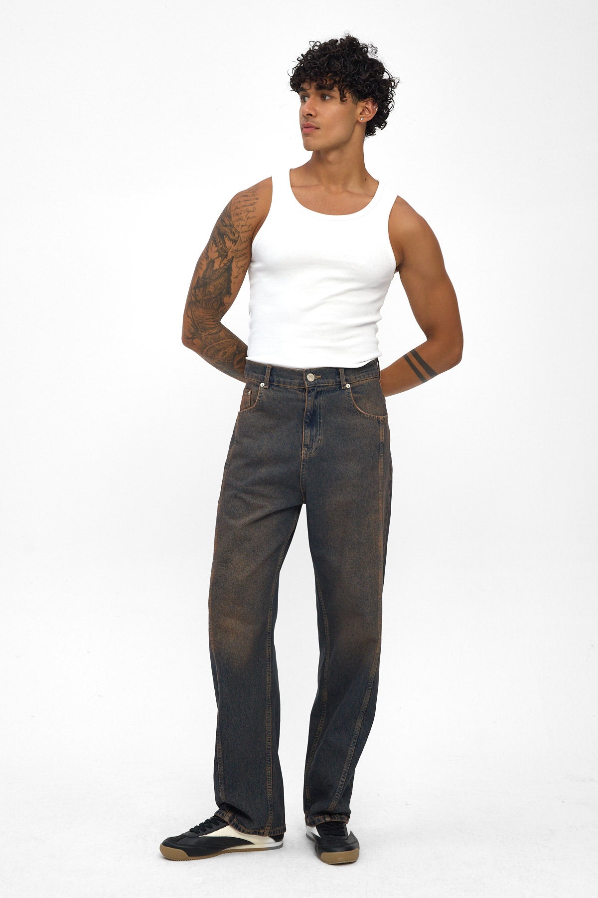 Indigo Tint Baggy Fit Jeans