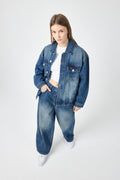 Oversized Denim Jacket for Women – Indigo Fade