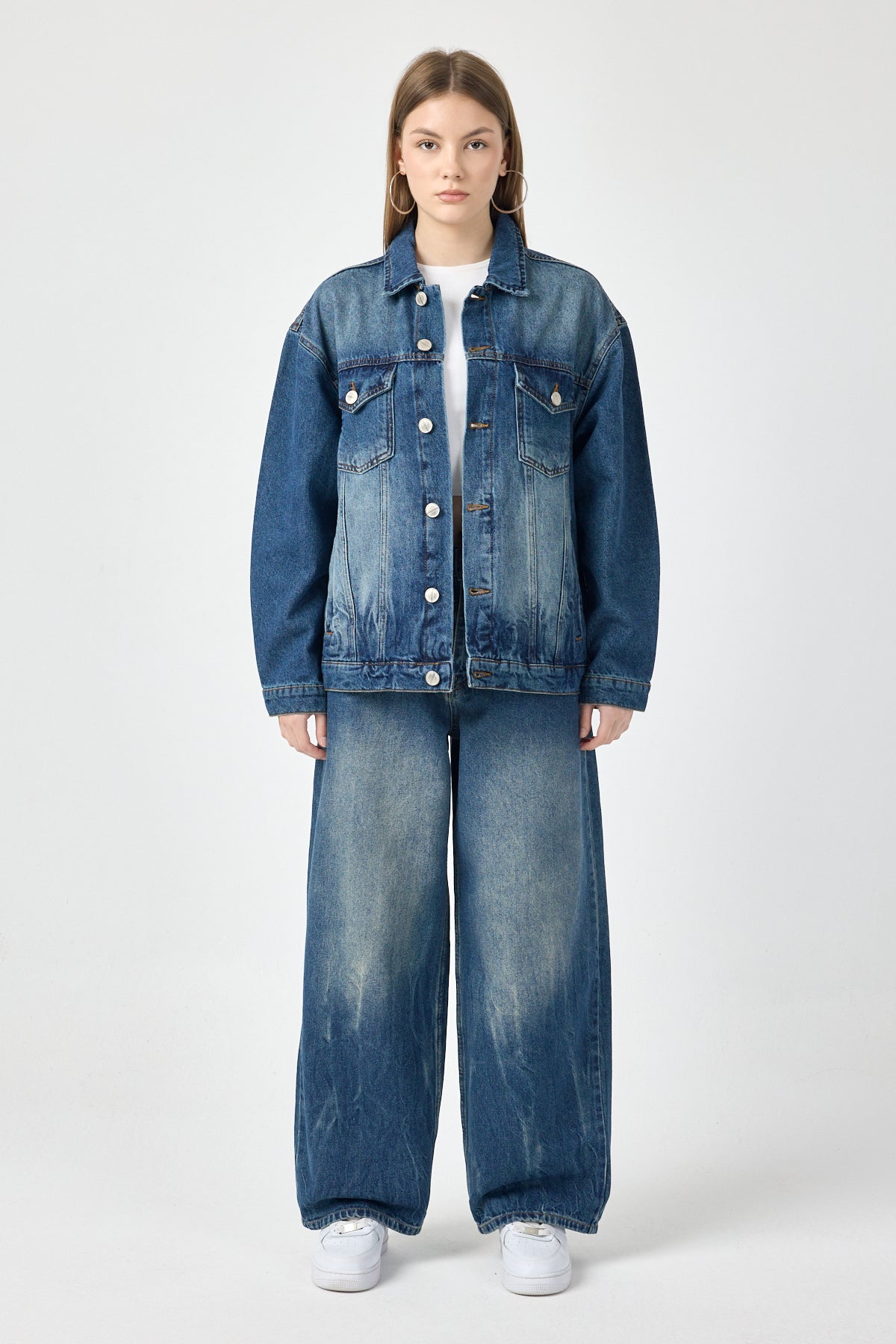 Oversized Denim Jacket for Women – Indigo Fade