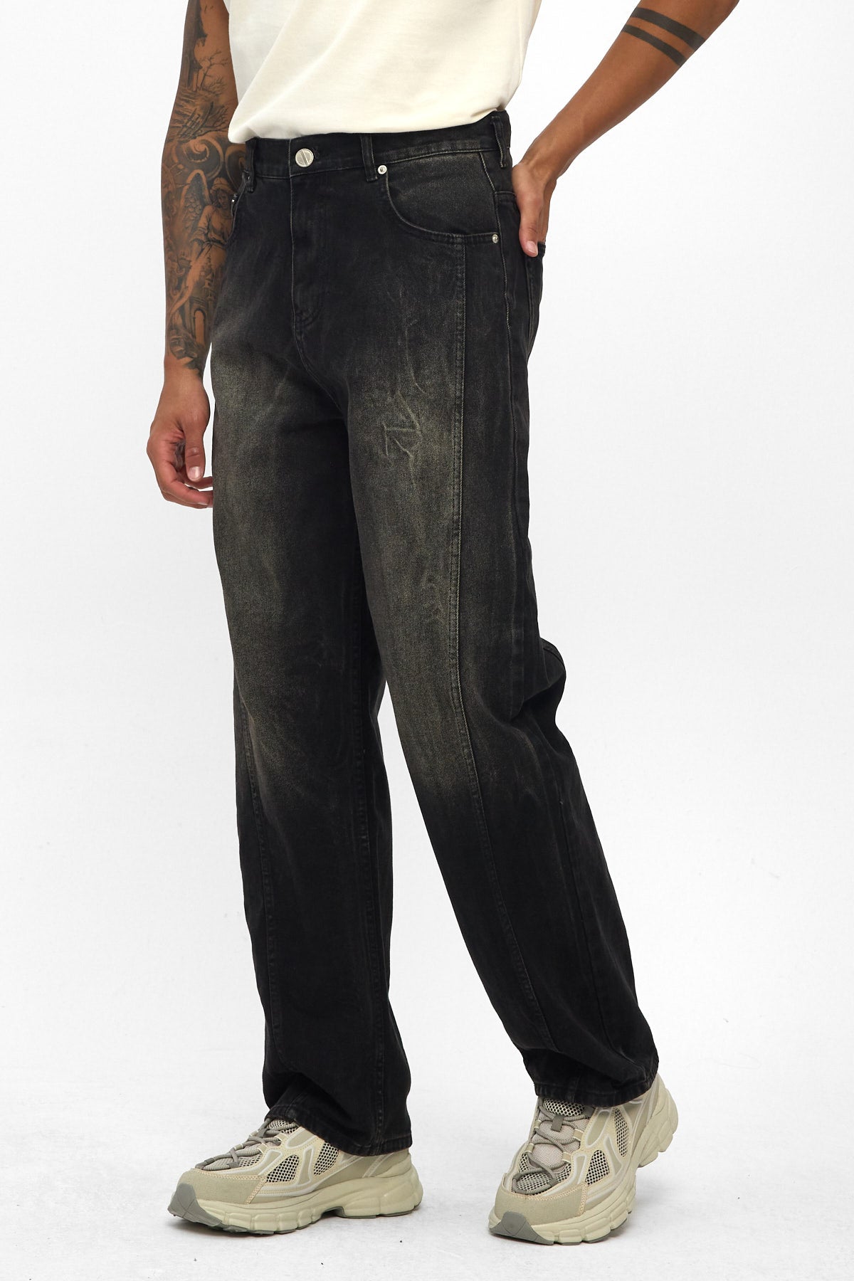 Washed Black Baggy Fit Jeans