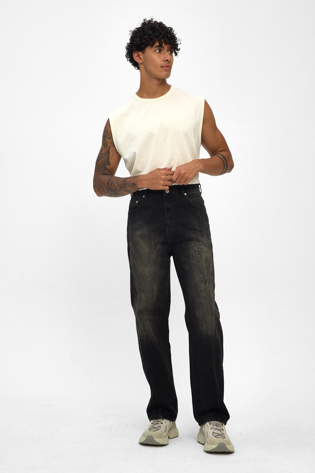 Washed Black Baggy Fit Jeans