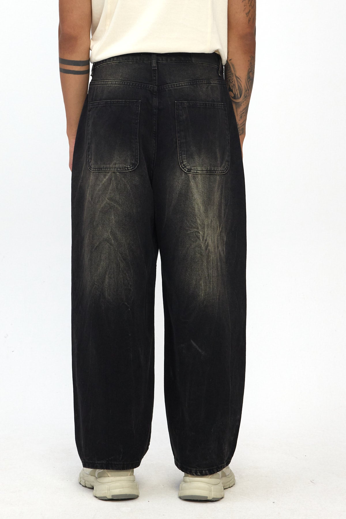 Washed Black Wide Baggy Jeans