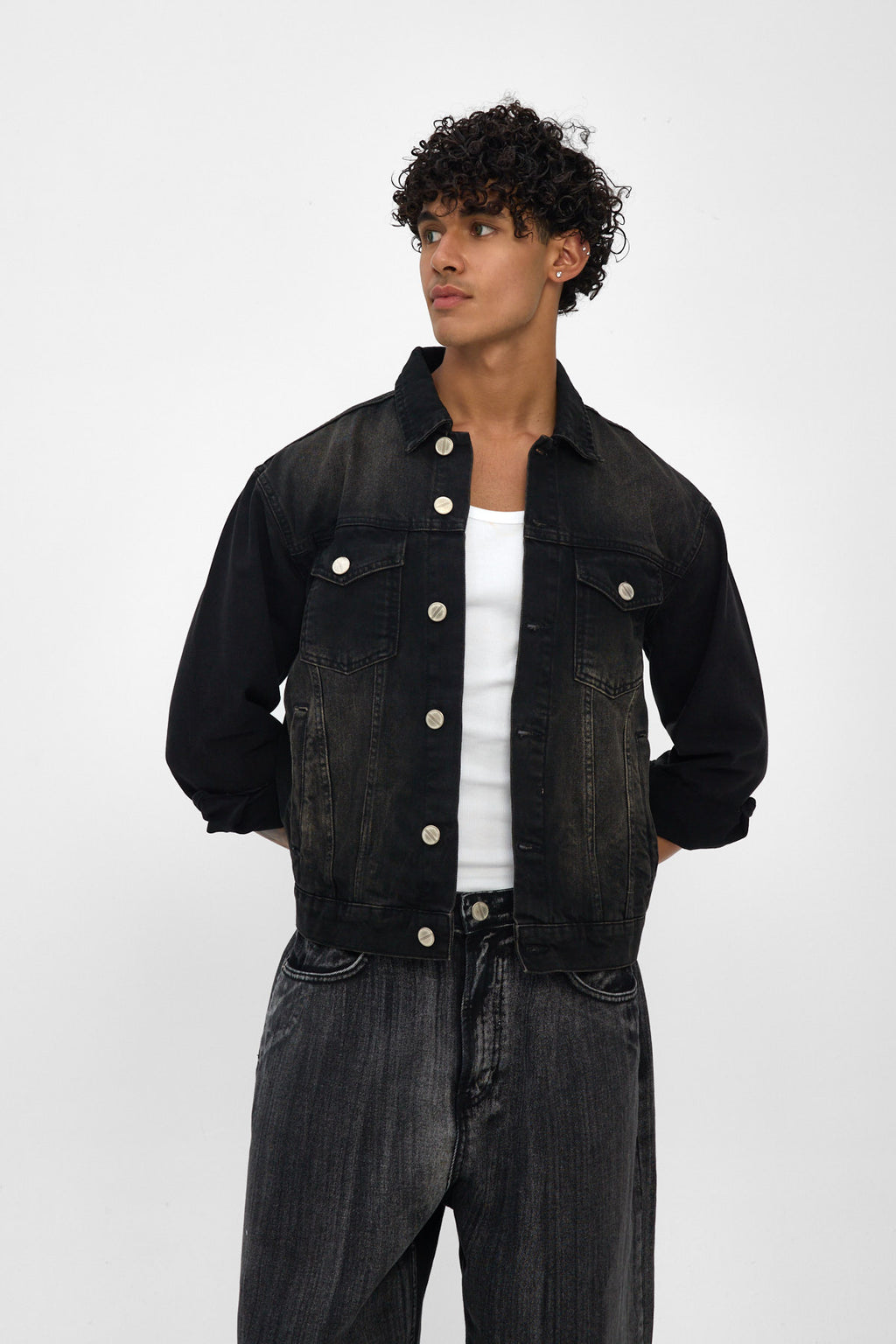 Washed Black Denim Jacket