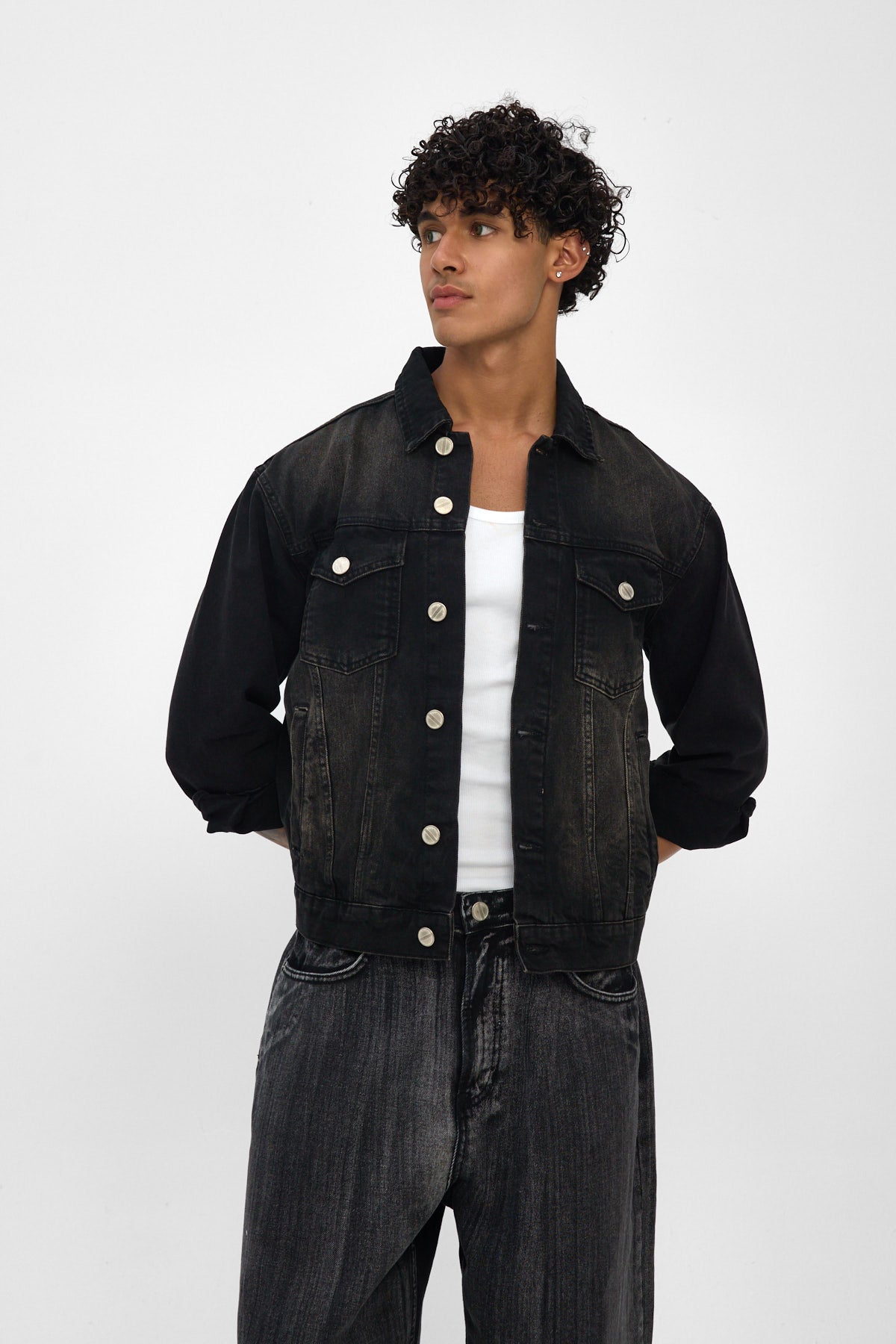 Washed Black Denim Jacket