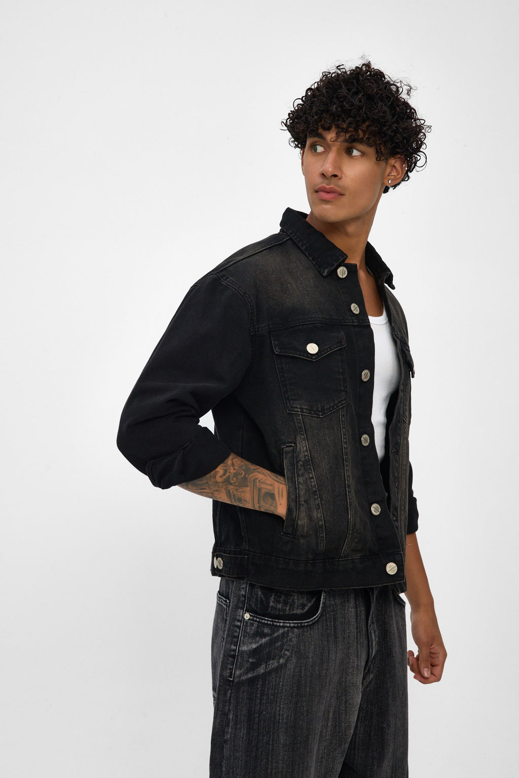 Washed Black Denim Jacket