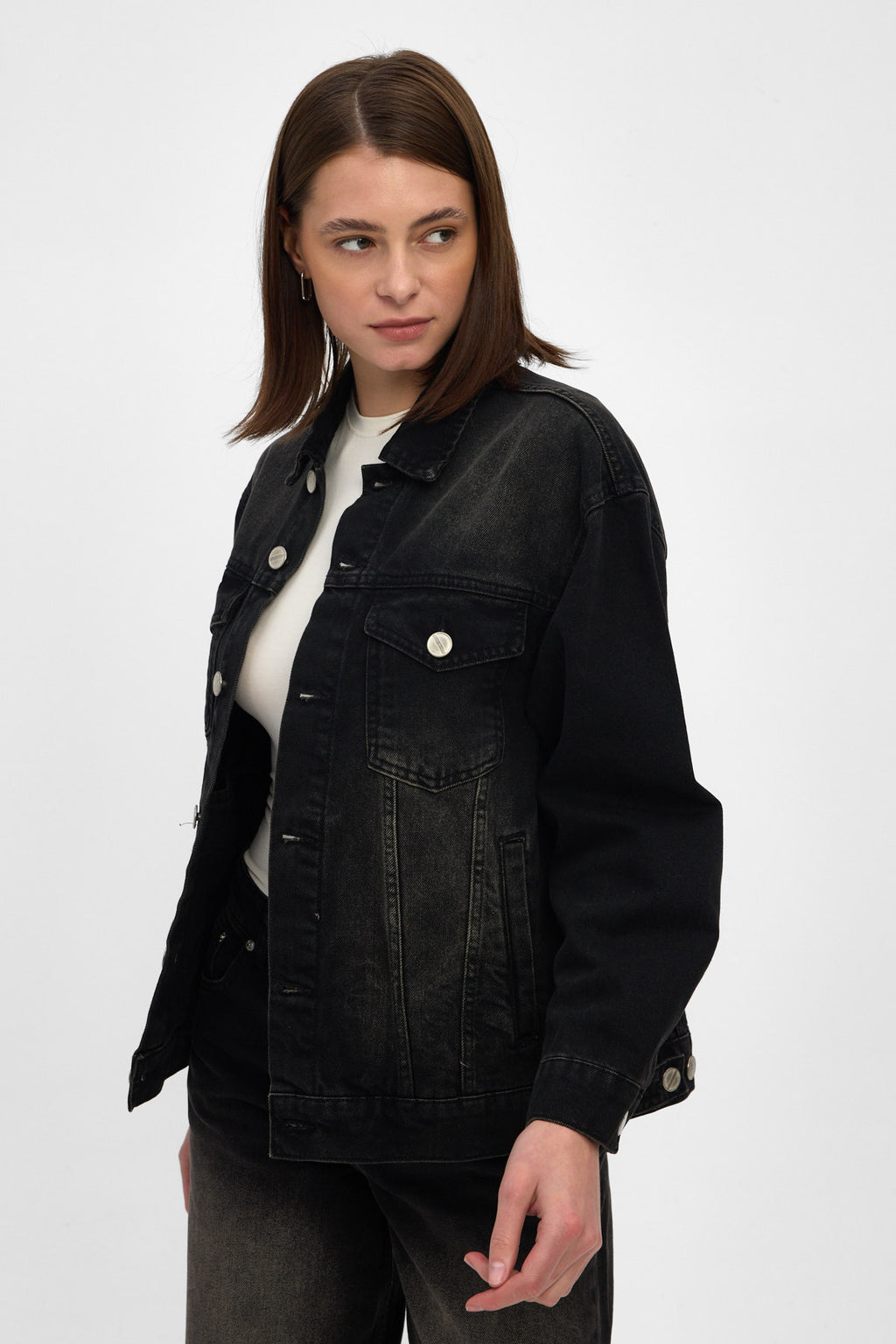 Washed Black Denim Jacket