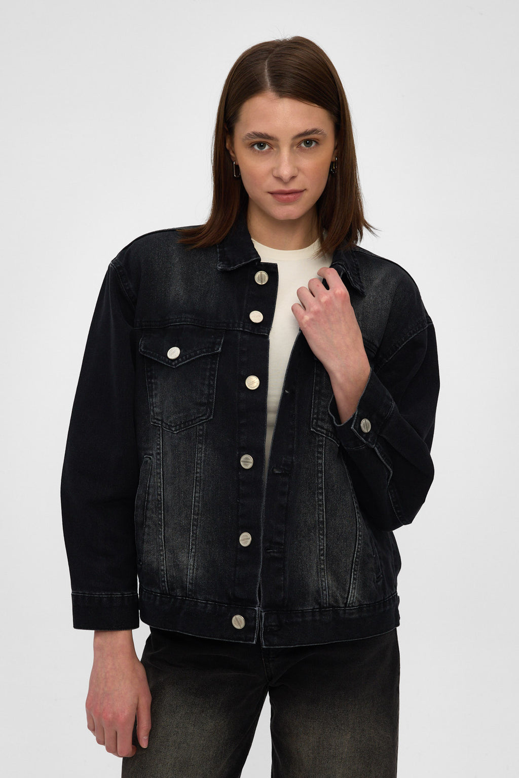 Washed Black Denim Jacket