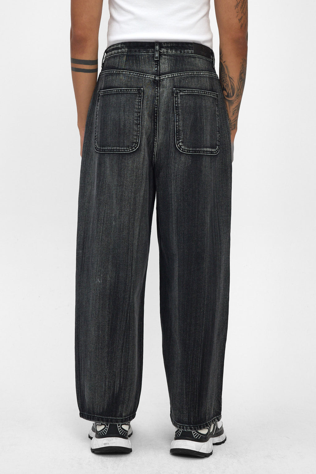 Washed Black Wide Baggy Jeans