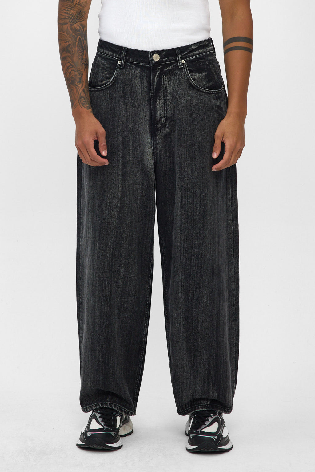 Washed Black Wide Baggy Jeans