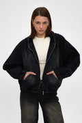 Washed Black Hooded Denim Jacket