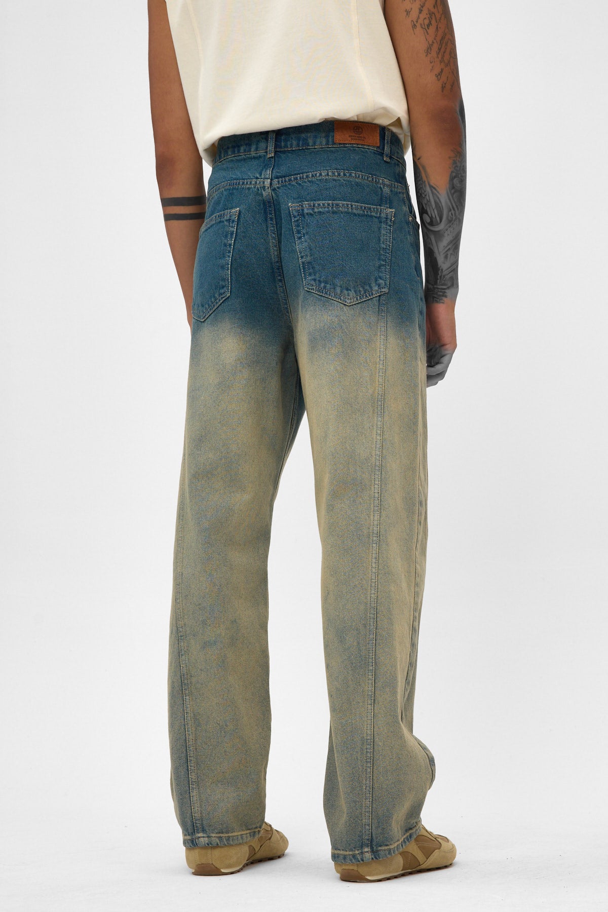 Light Blue Sand Fade Baggy Fit Jeans