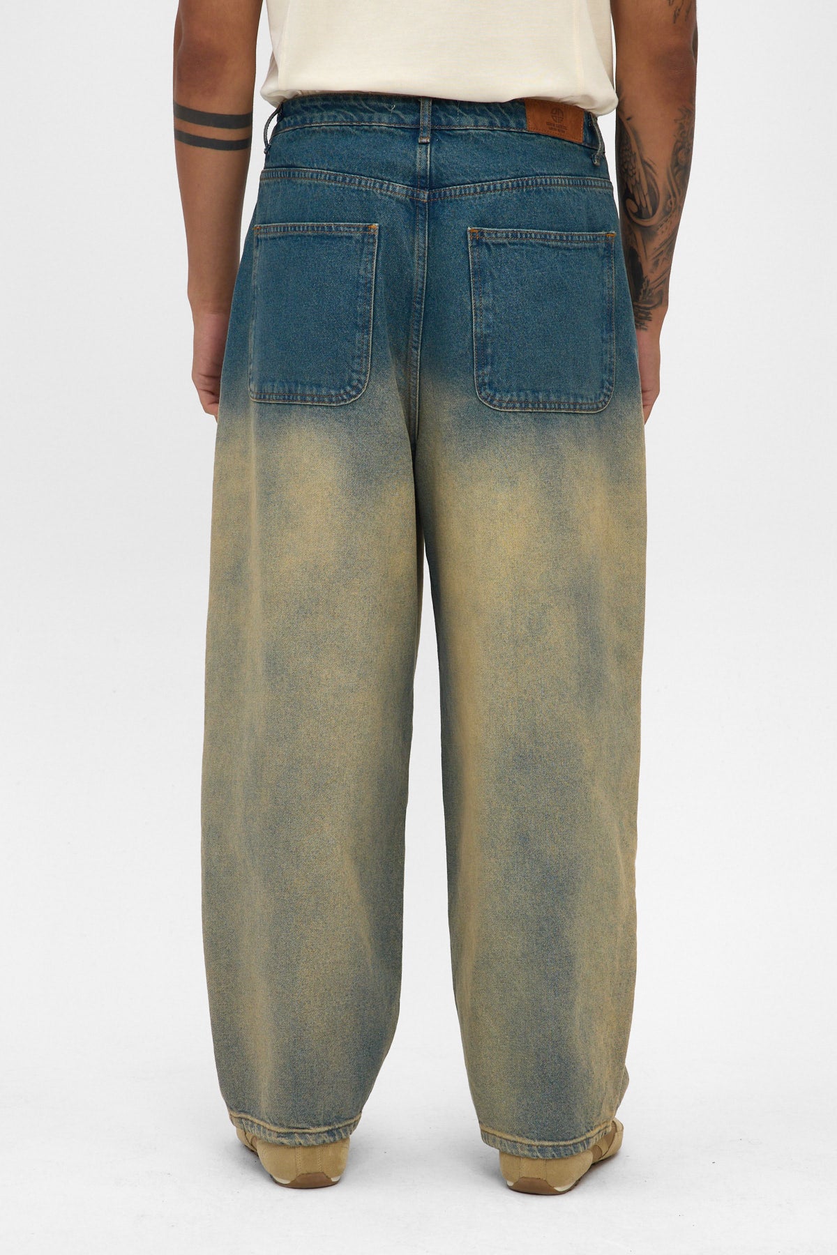 Light Blue Sand Fade Wide Baggy Jeans