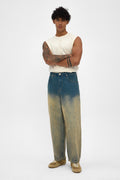 Light Blue Sand Fade Wide Baggy Jeans