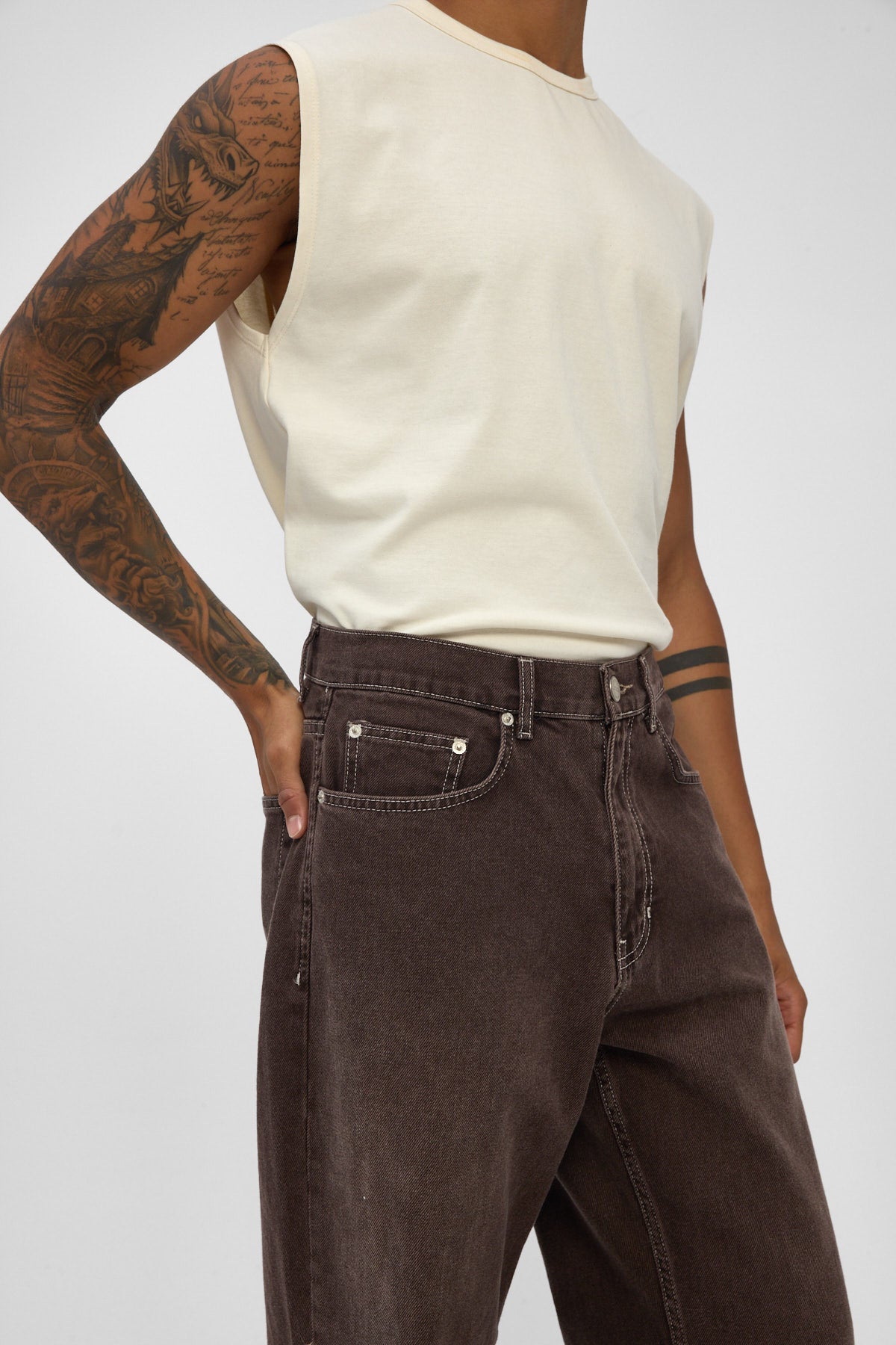 Brown Tint Loose Fit Jeans