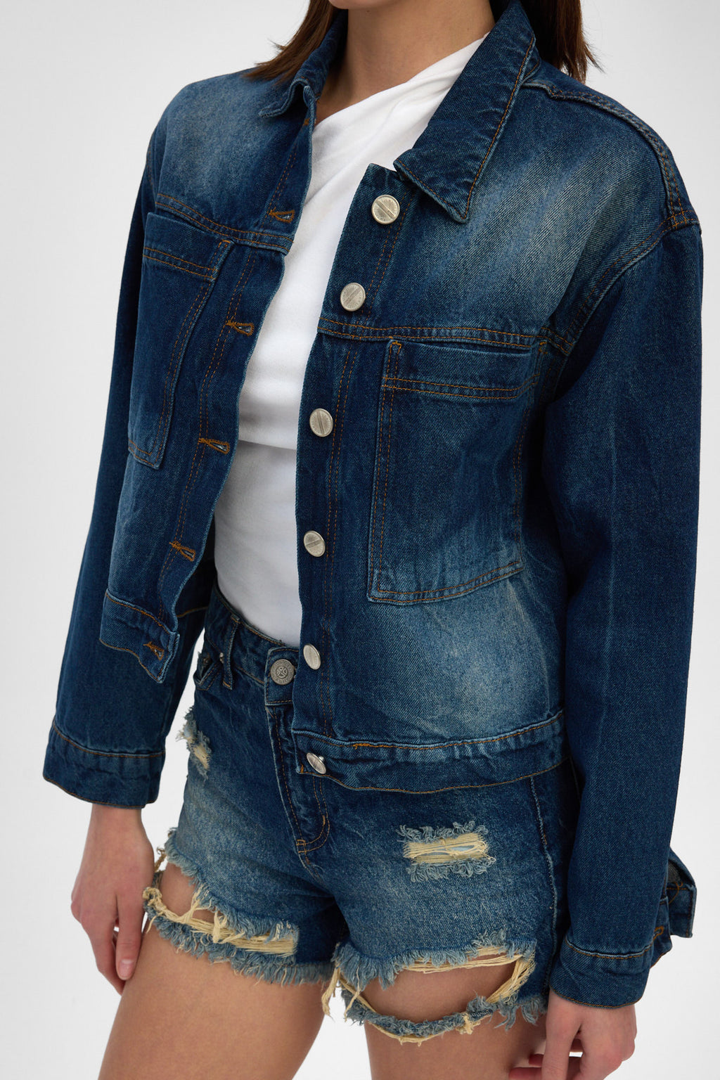 Indigo Distressed Denim Jacket