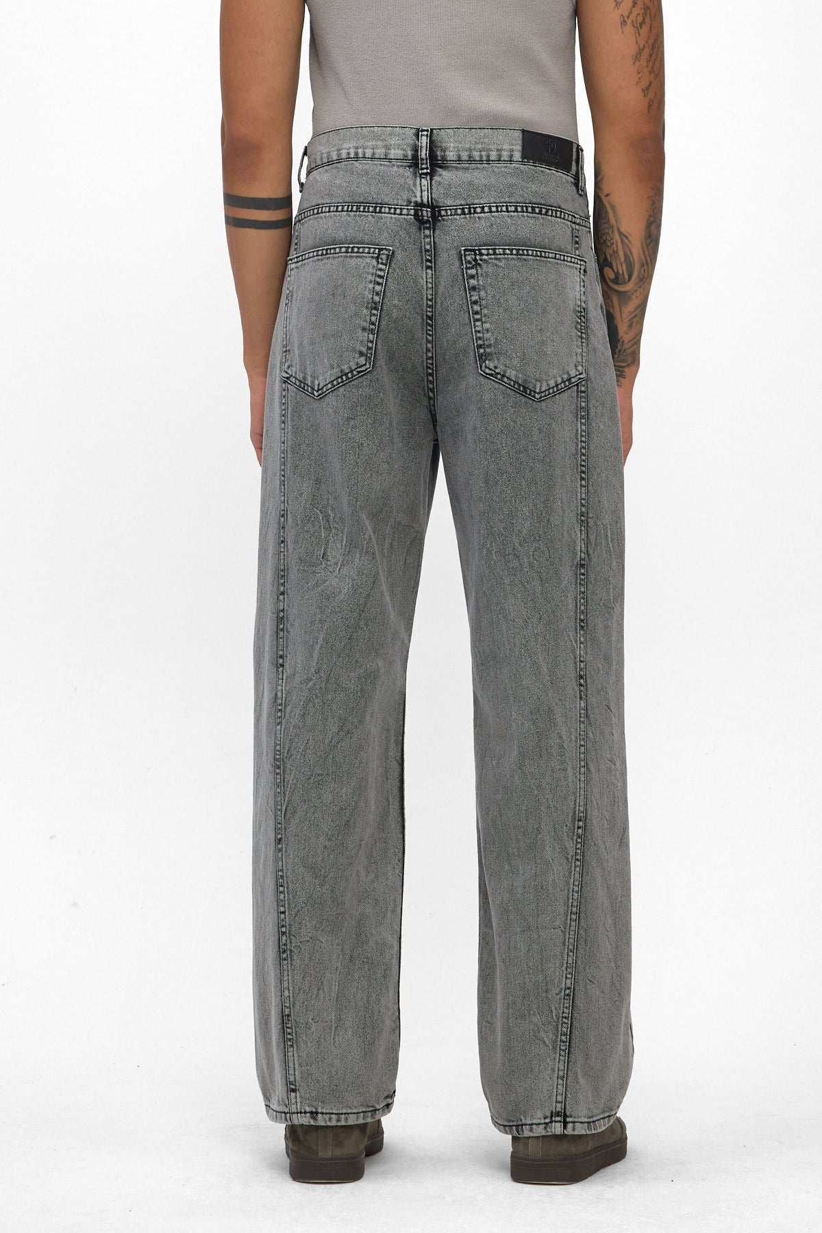 Washed Grey Baggy Fit Jeans