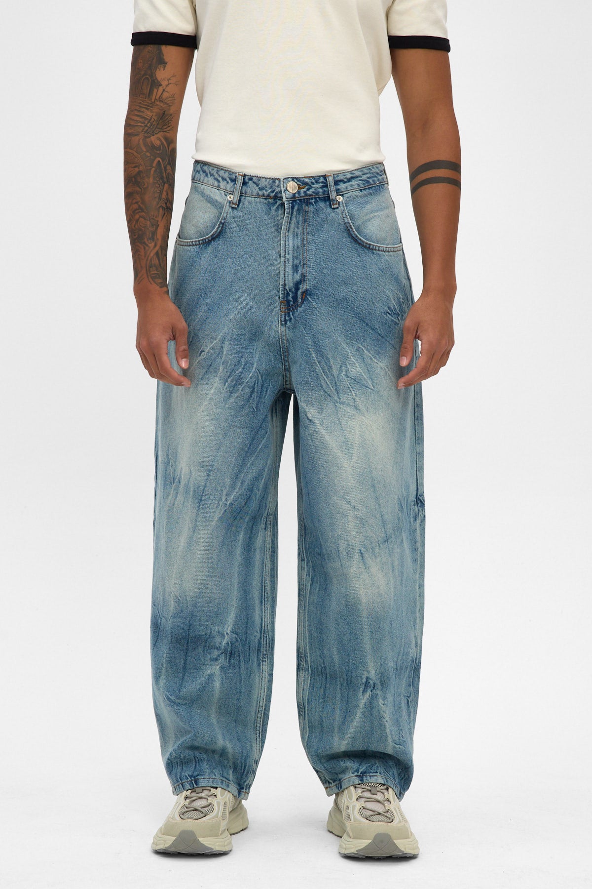 Light Blue Sand Fade Wide Baggy Jeans