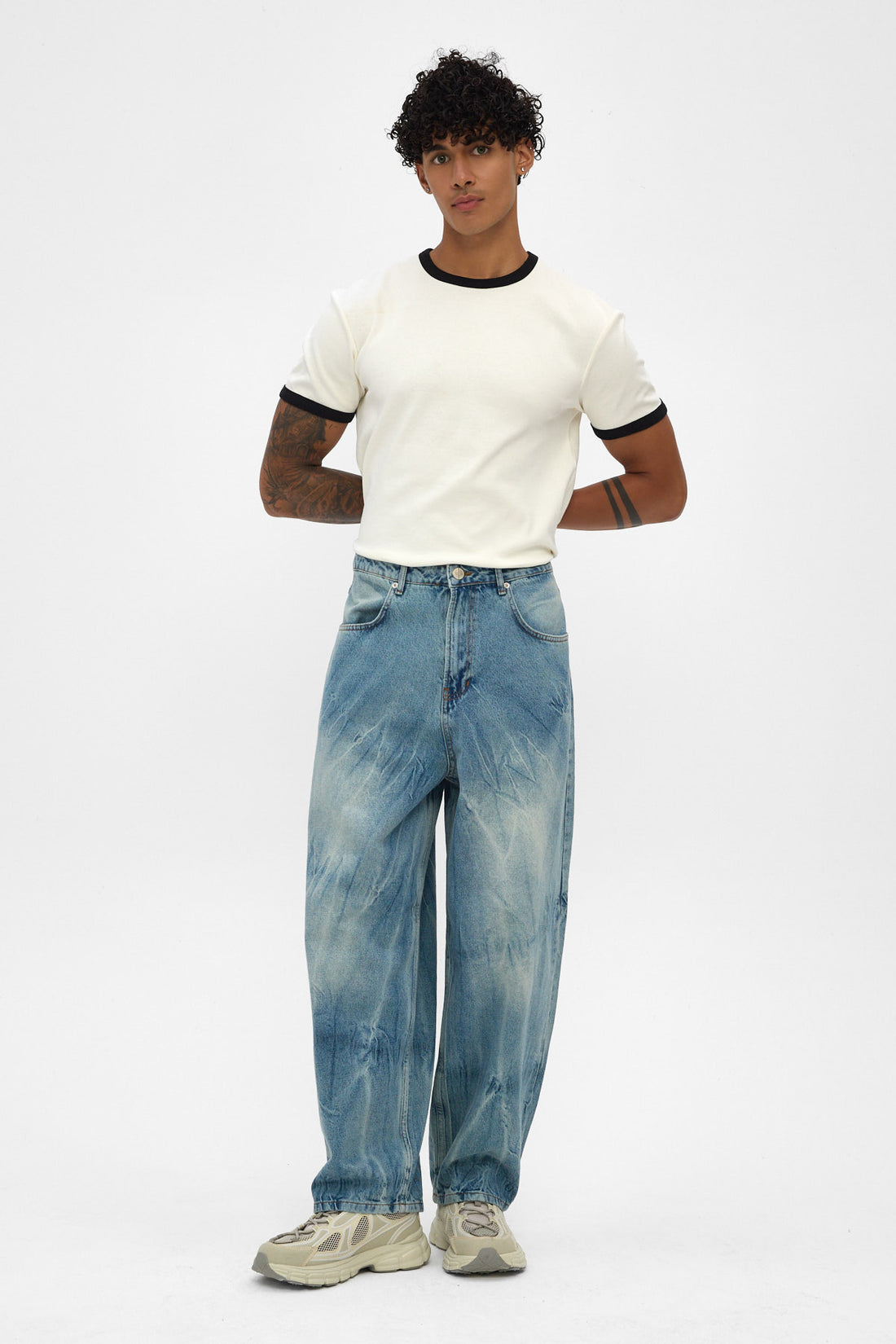 Light Blue Sand Fade Wide Baggy Jeans