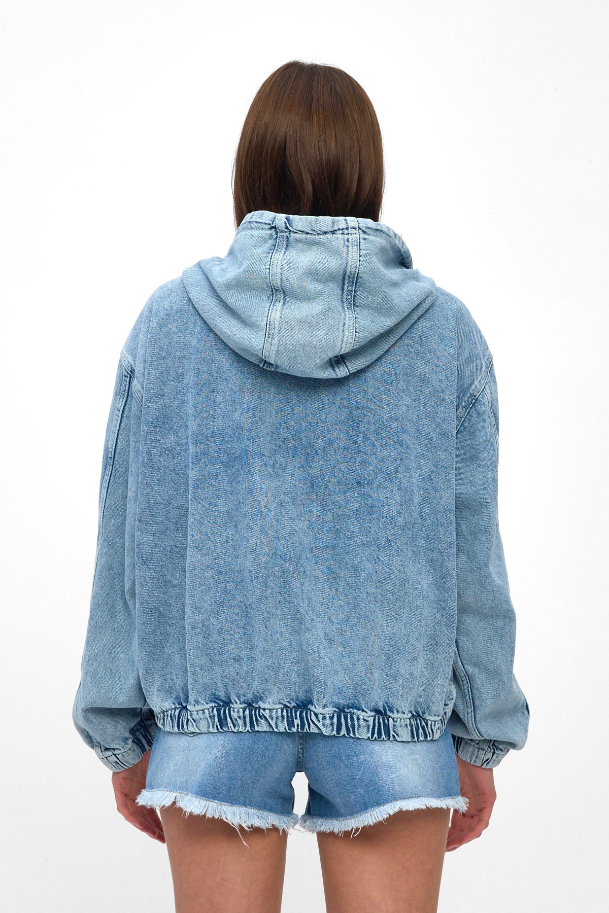 Light Blue Hooded Denim Jacket