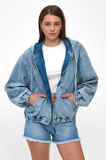 Light Blue Hooded Denim Jacket