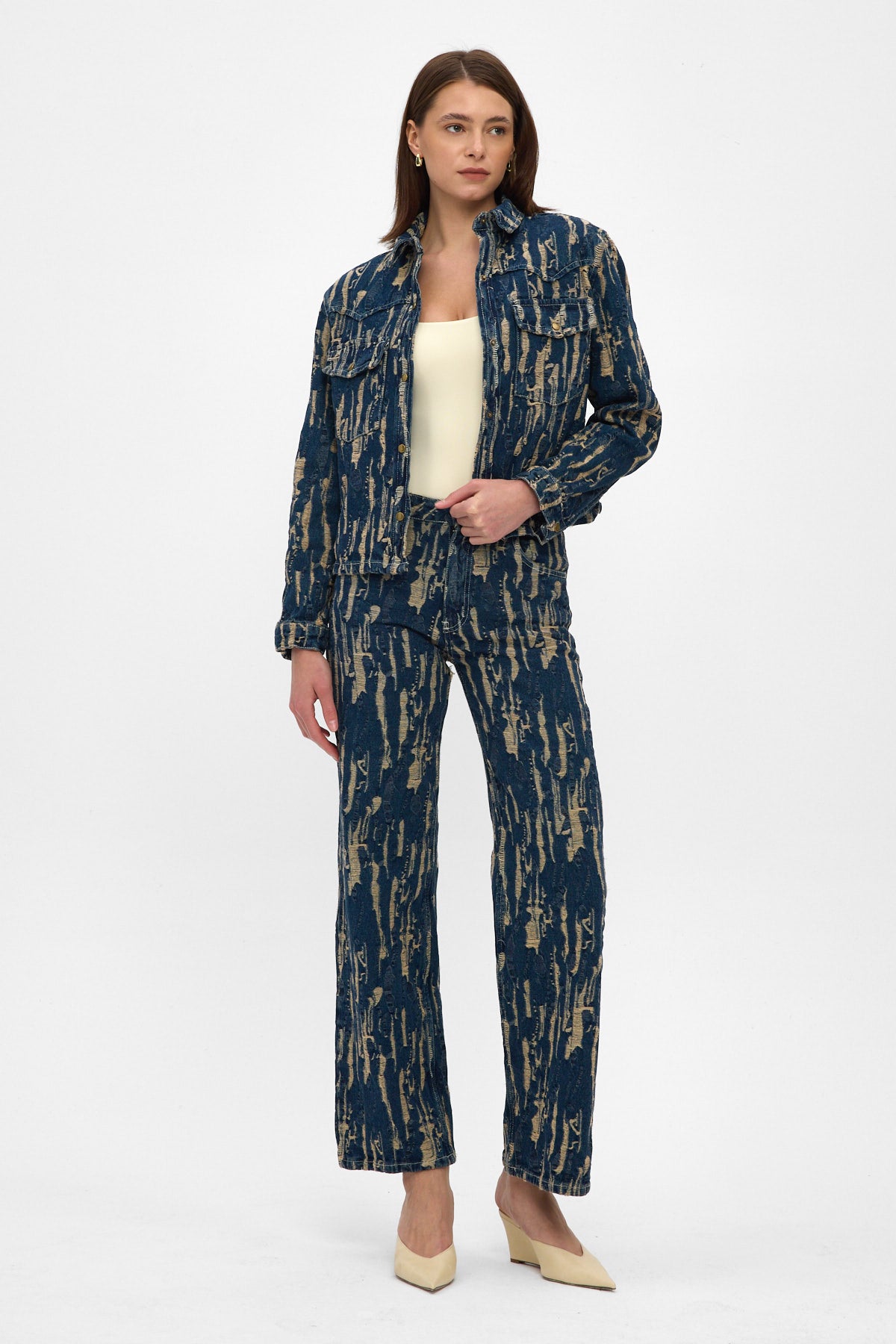 Indigo Jacquard Denim Jacket