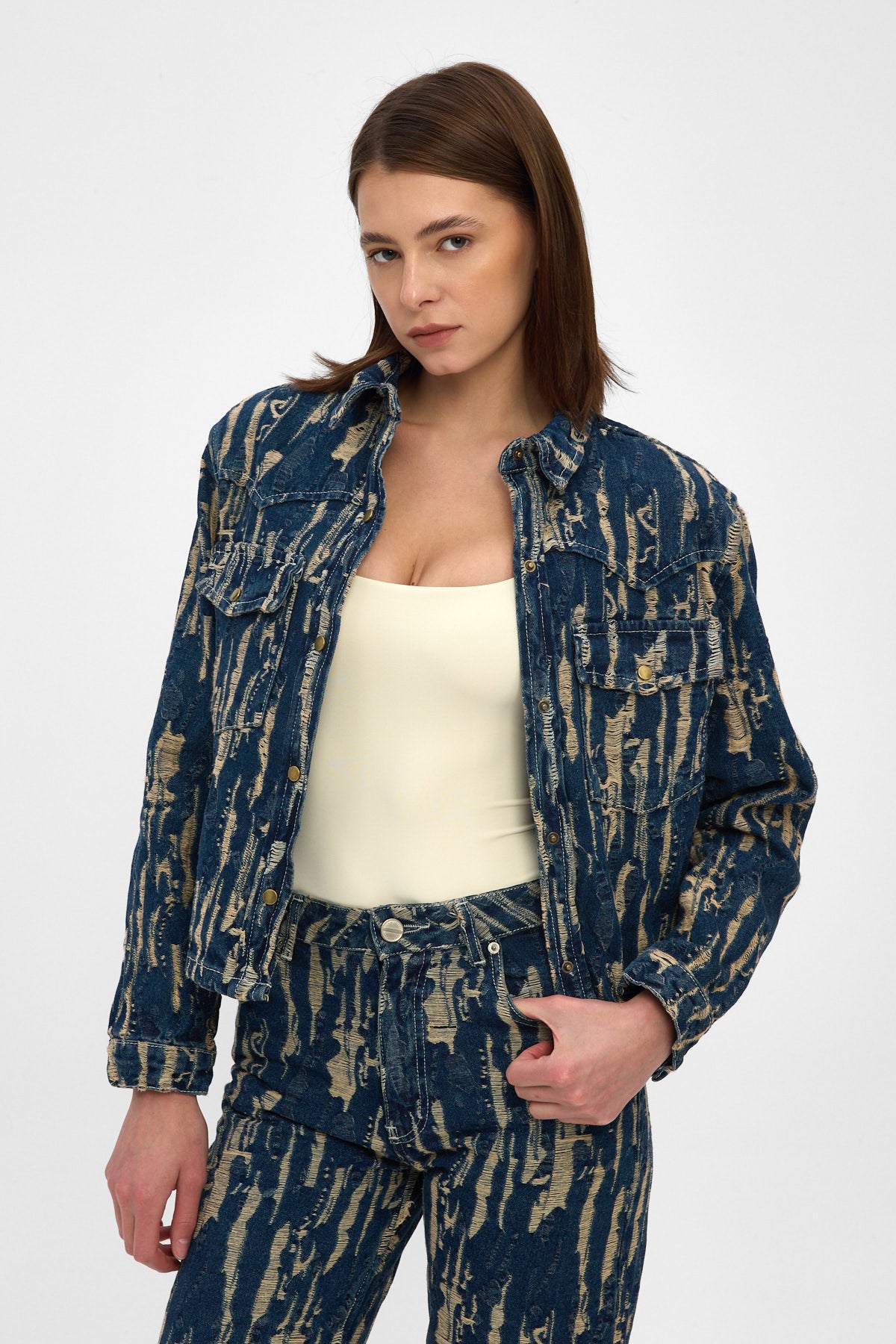 Indigo Jacquard Denim Jacket