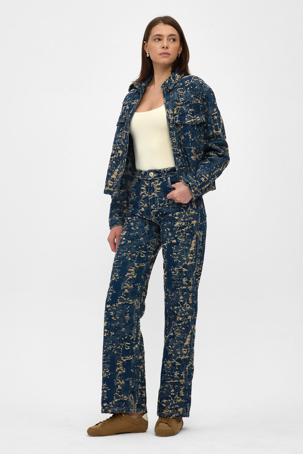 Gold Jacquard Denim Jacket