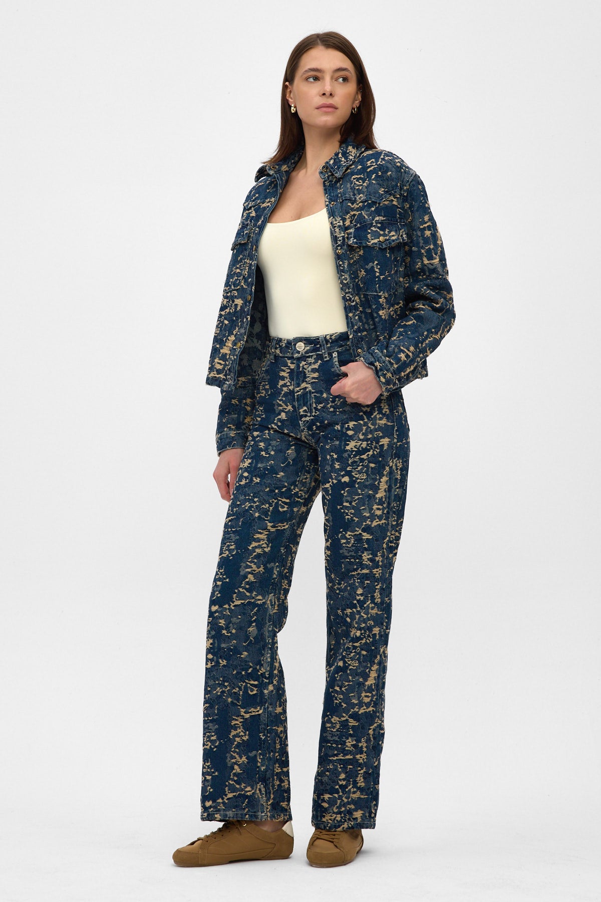 Gold Jacquard Denim Jacket