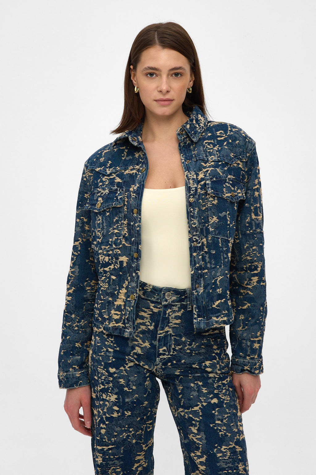 Gold Jacquard Denim Jacket