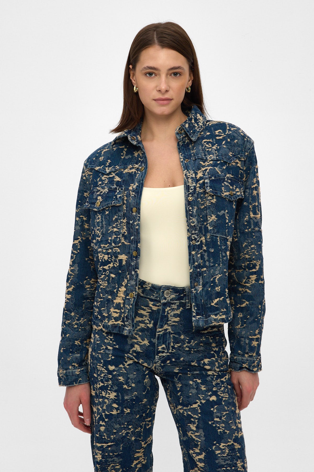 Gold Jacquard Denim Jacket