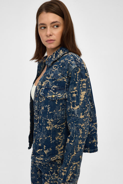 Gold Jacquard Denim Jacket