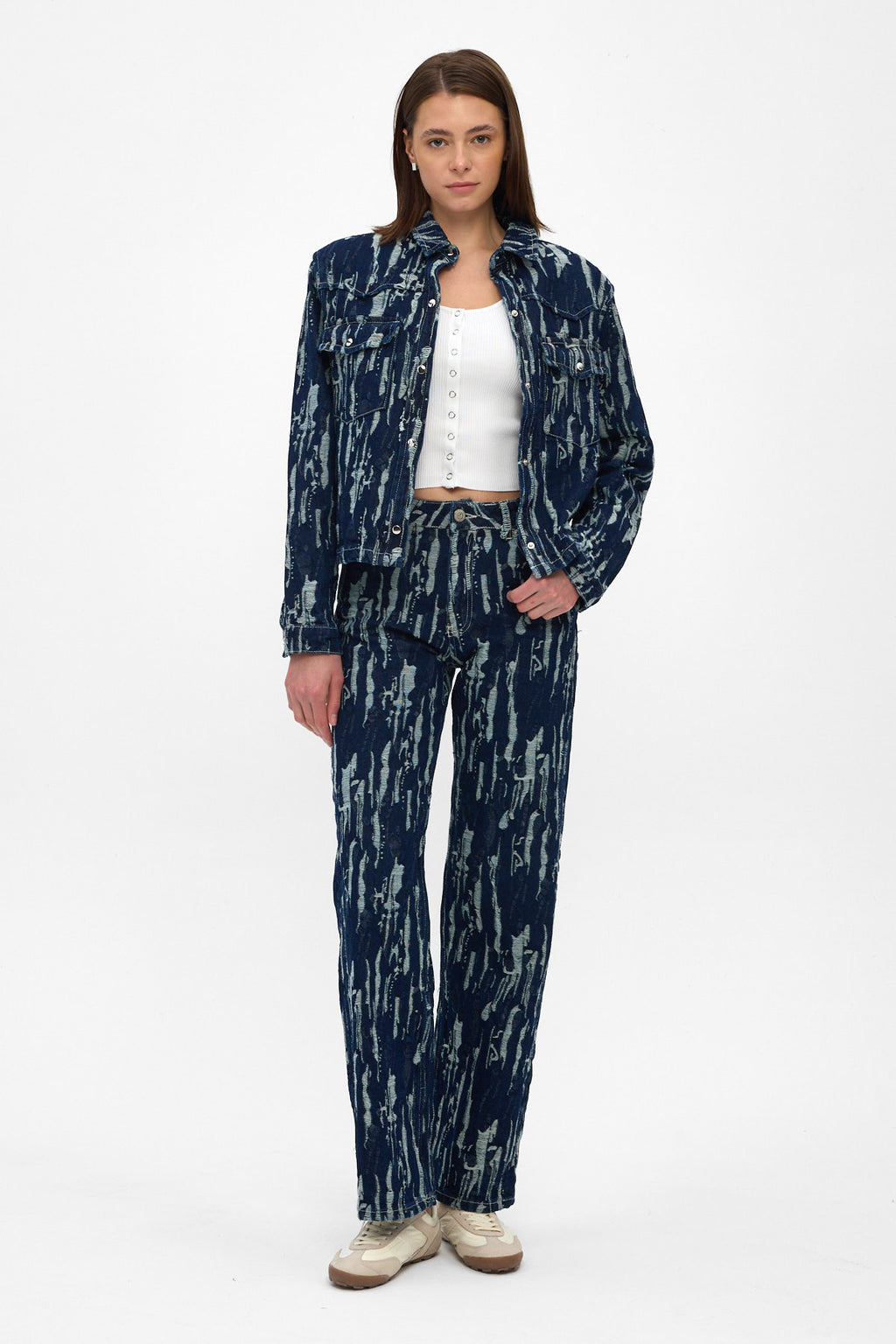 Indigo Jacquard Denim Jacket