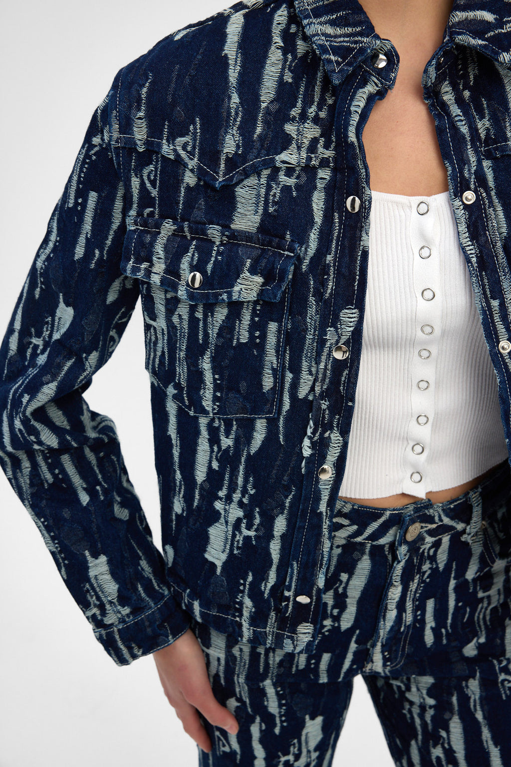 Indigo Jacquard Denim Jacket