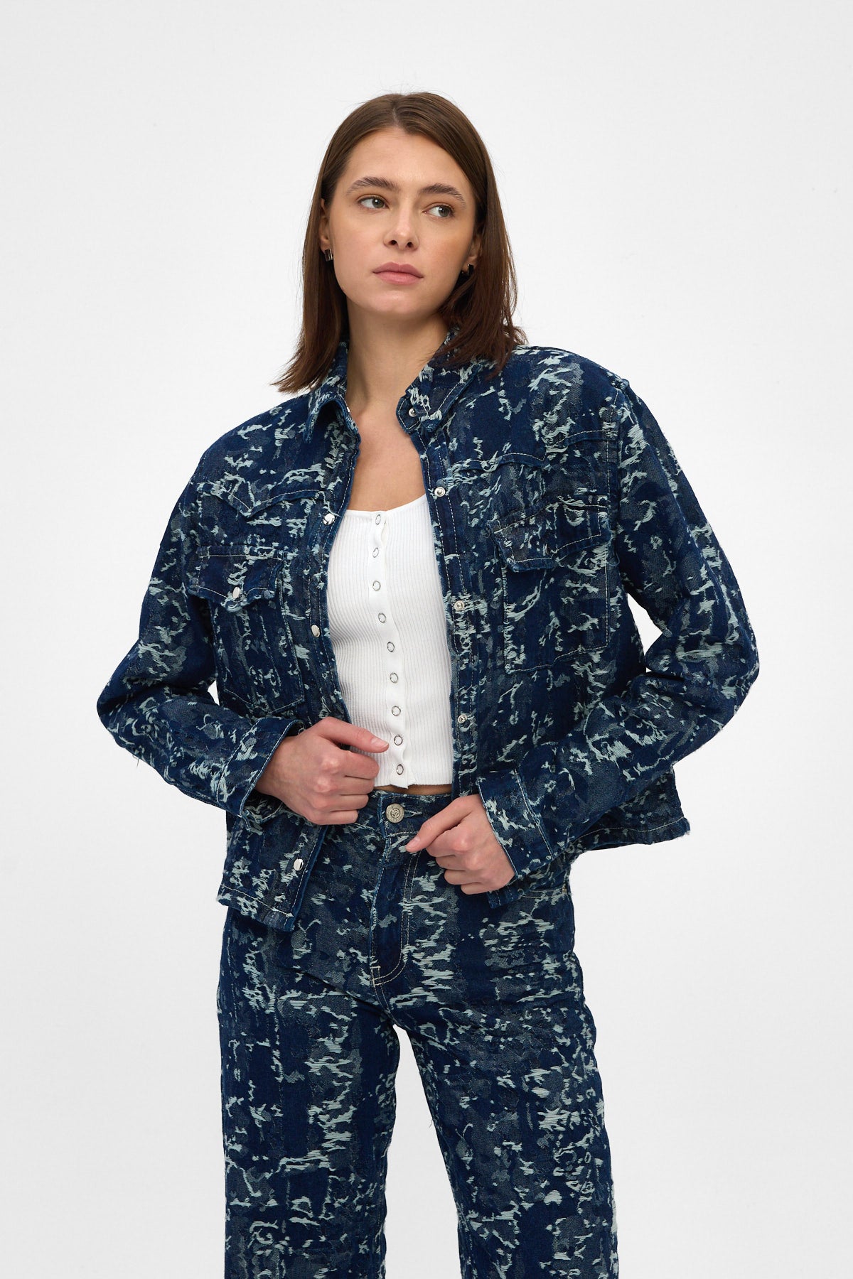 Indigo Jacquard Denim Jacket
