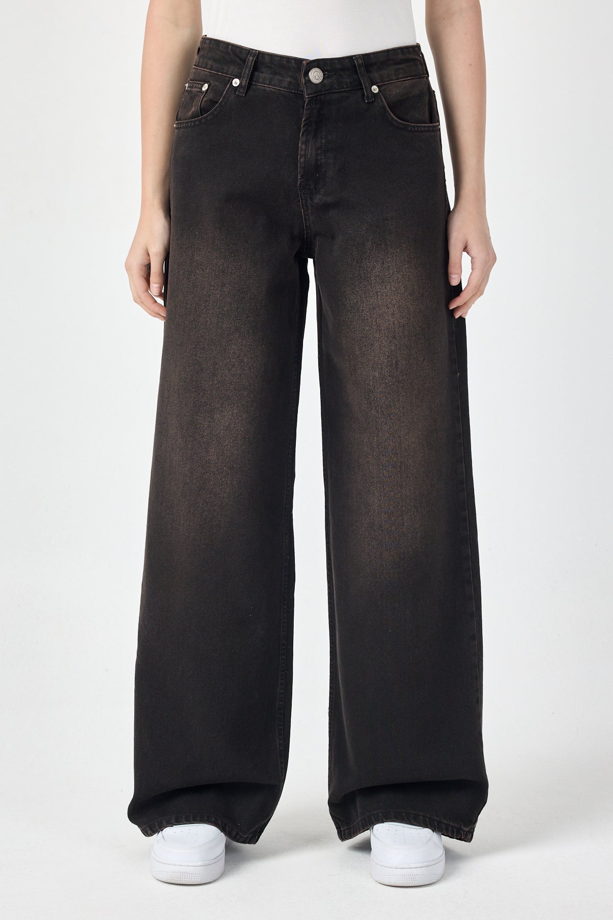 Black Wide Leg Jeans for Women – Mocha Washed Denim