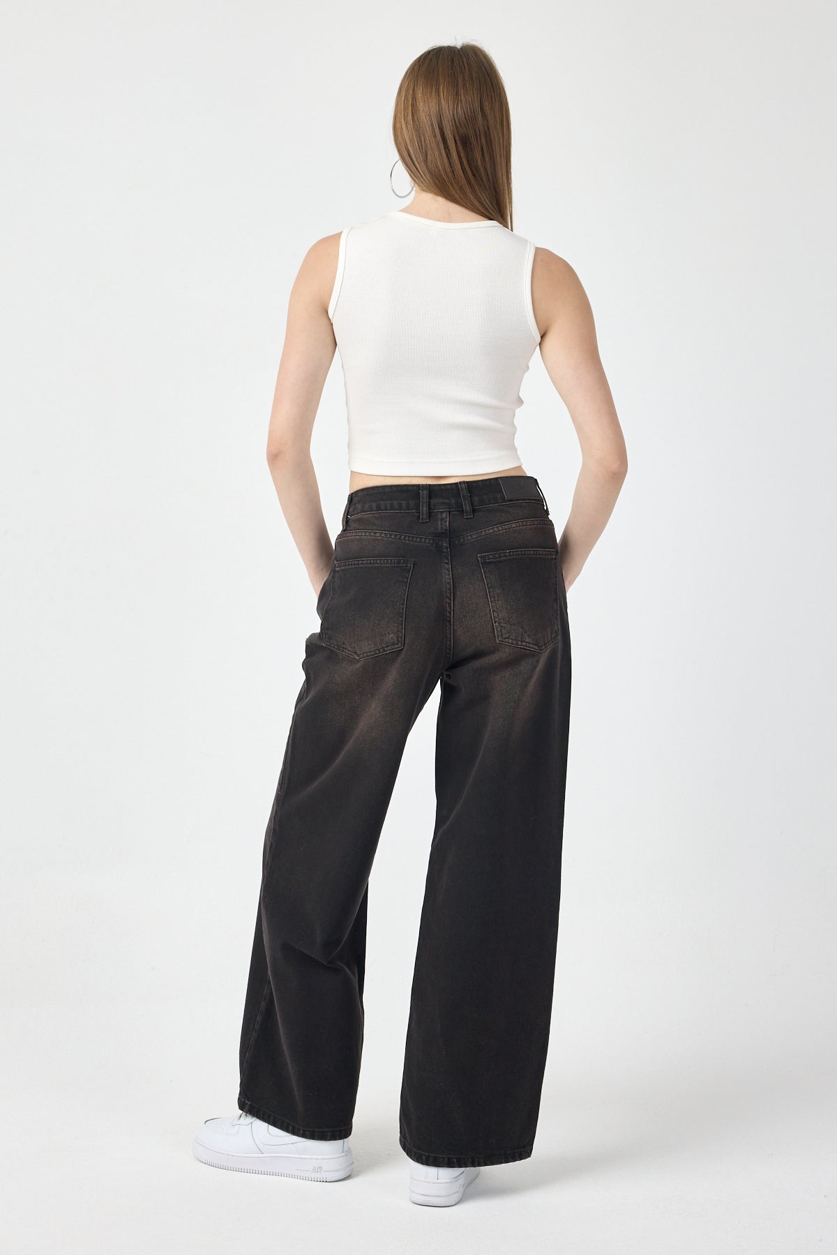 Black Baggy Jeans for Women – Mocha Washed Denim