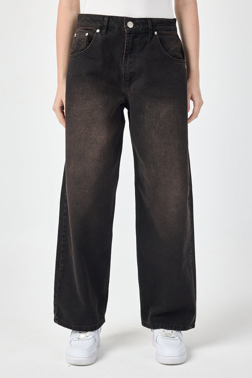 Black Balloon Jeans for Women – Mocha Washed Denim