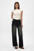 Washed Black Wide Leg Jeans
